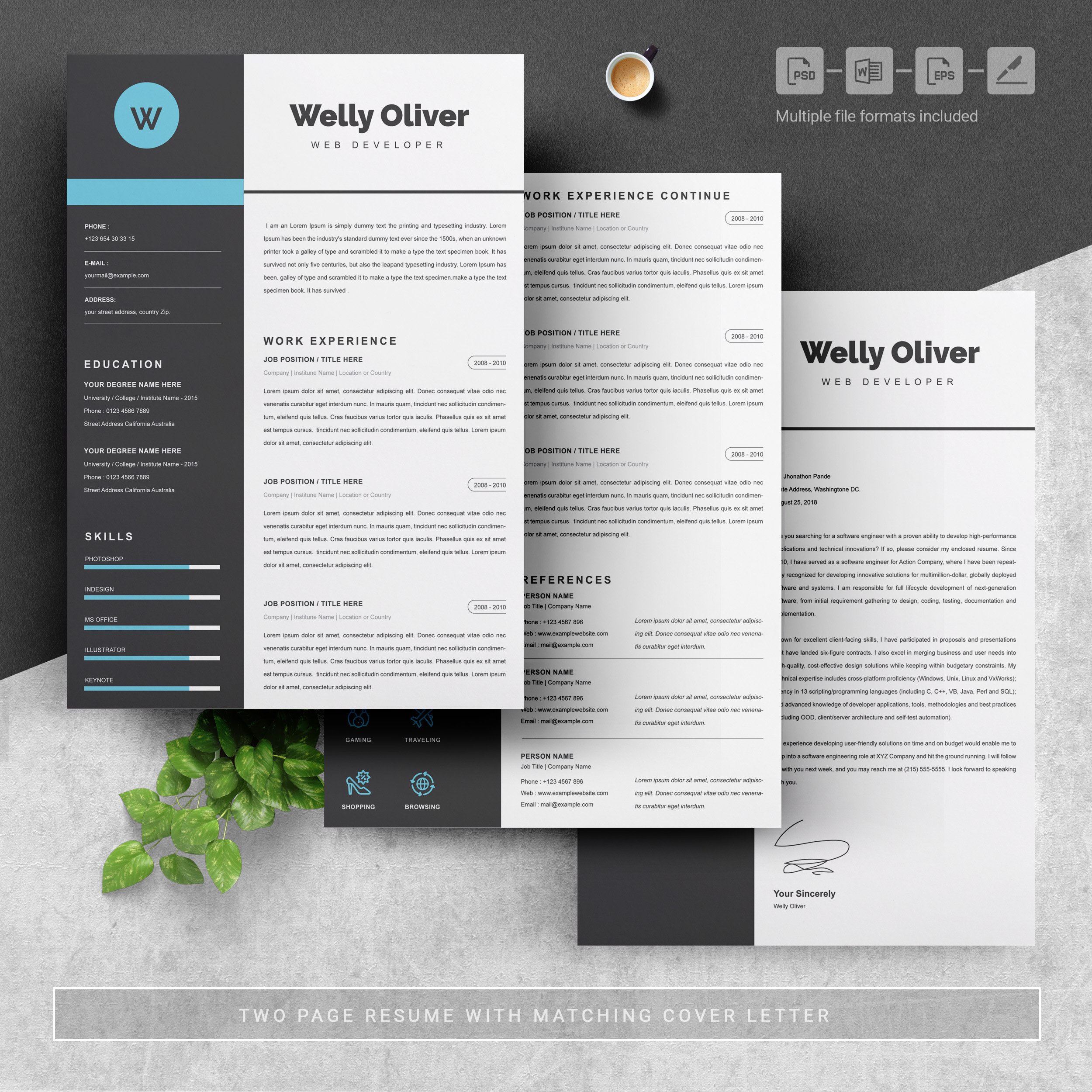 04 3 pages free resume design template 63