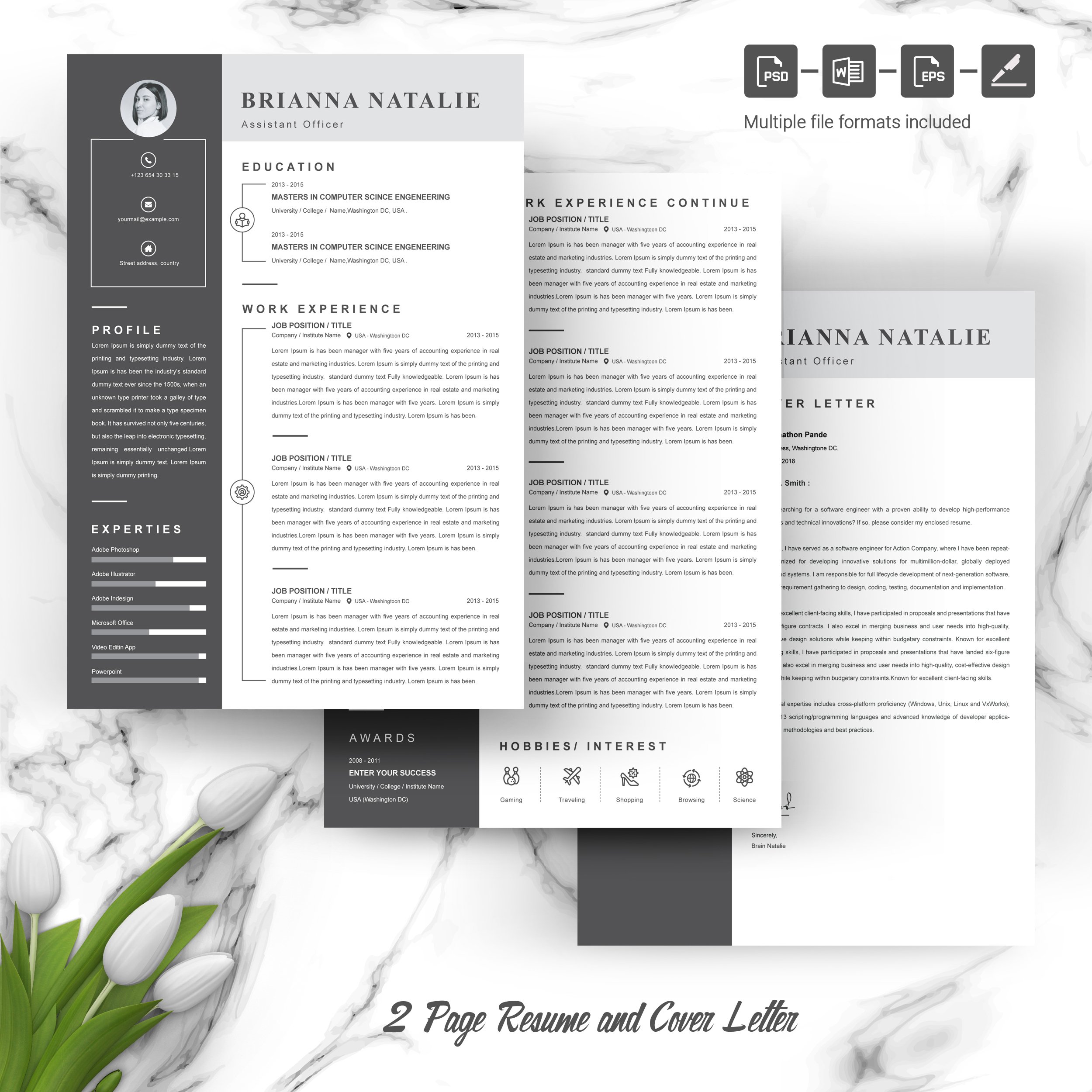 04 3 pages free resume design template 789