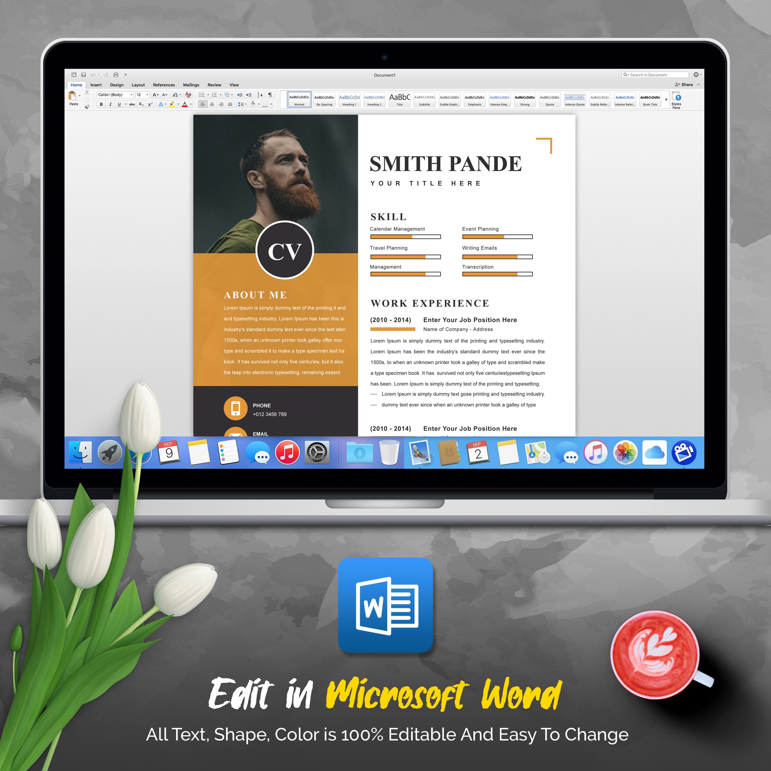 04 3 pages professional ms word aple pages eps photoshop psd resume cv design template design by resume inventor 342