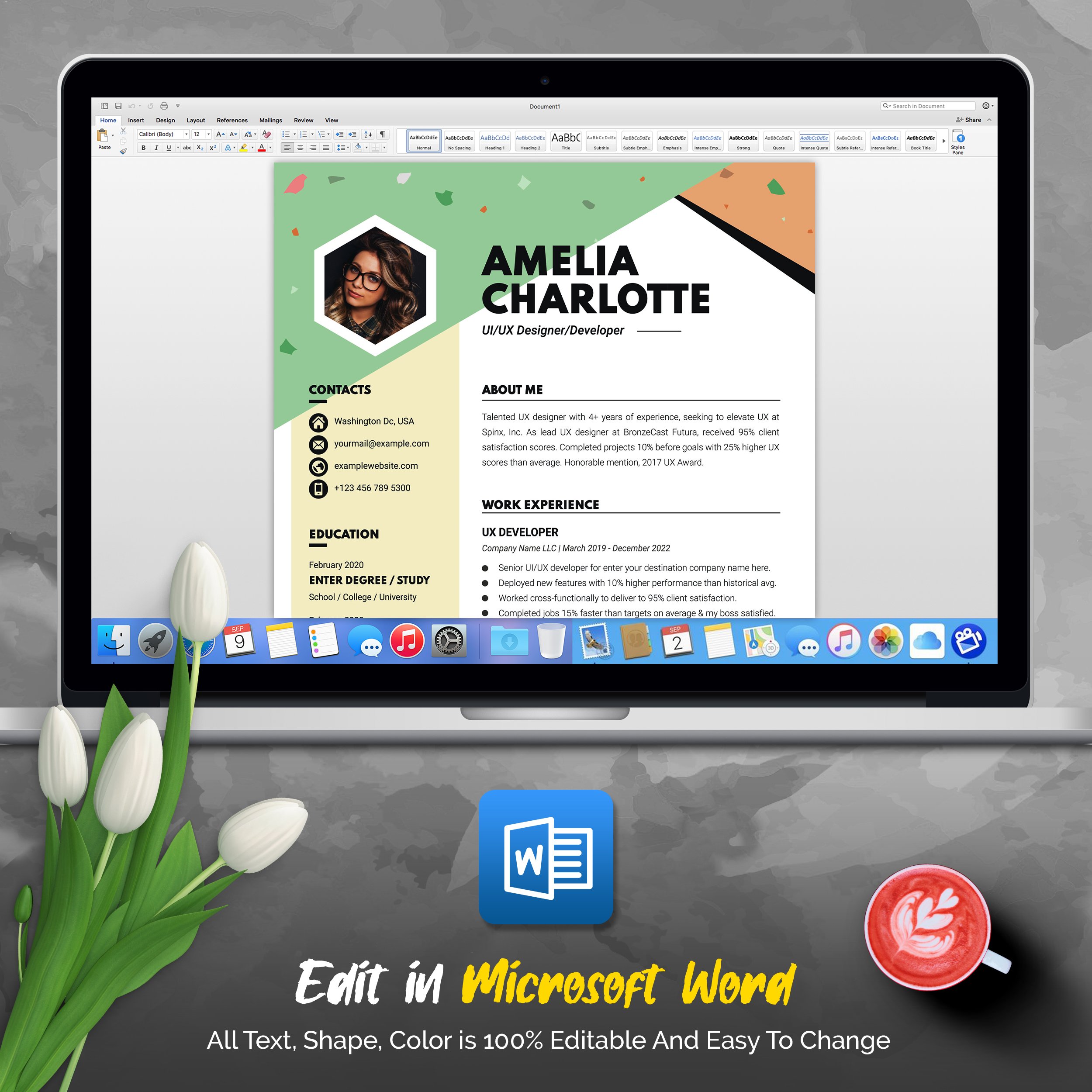 04 4 pages professional ms word aple pages eps photoshop psd resume cv design template design by resume inventor 951
