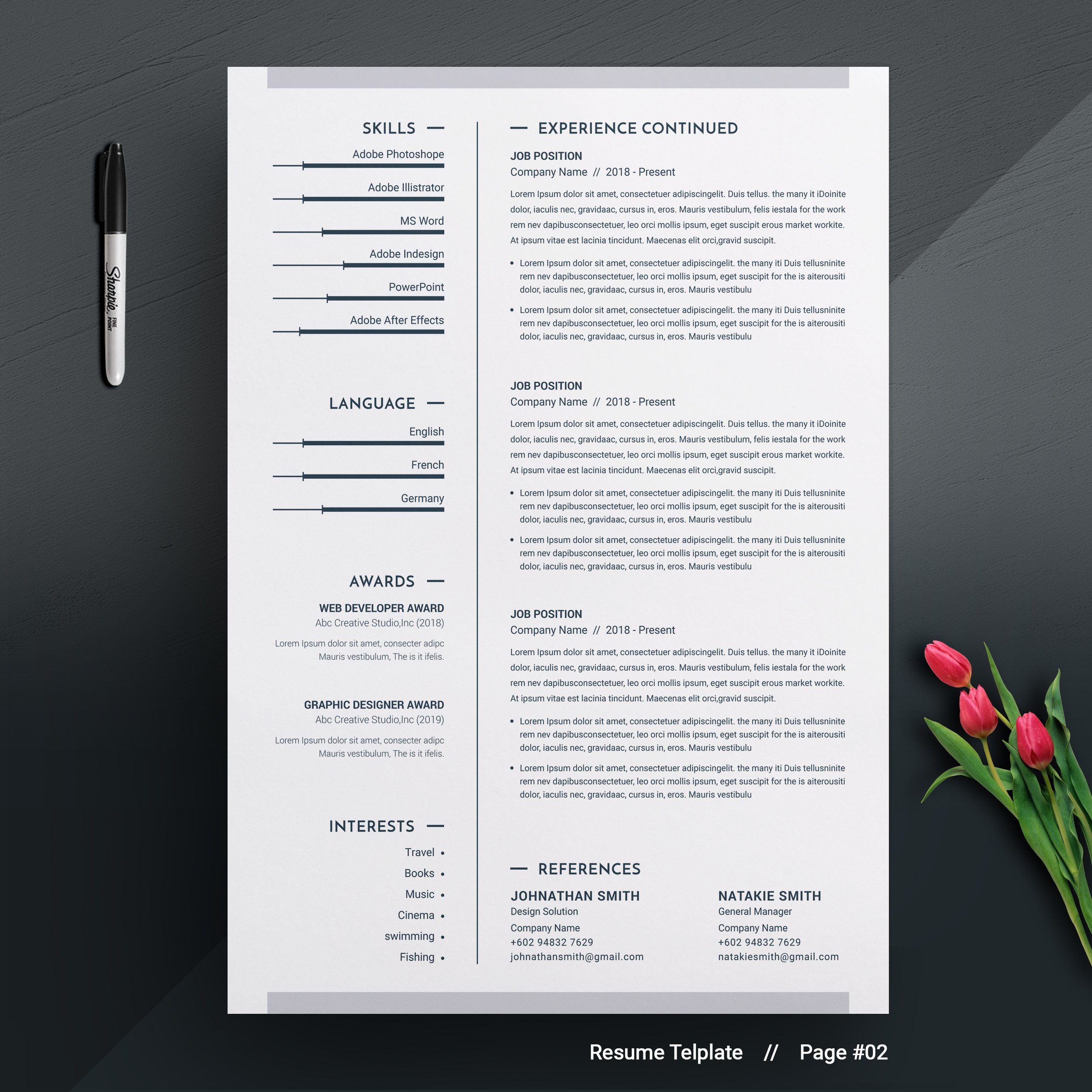 04 free resume page no 02 design template 598