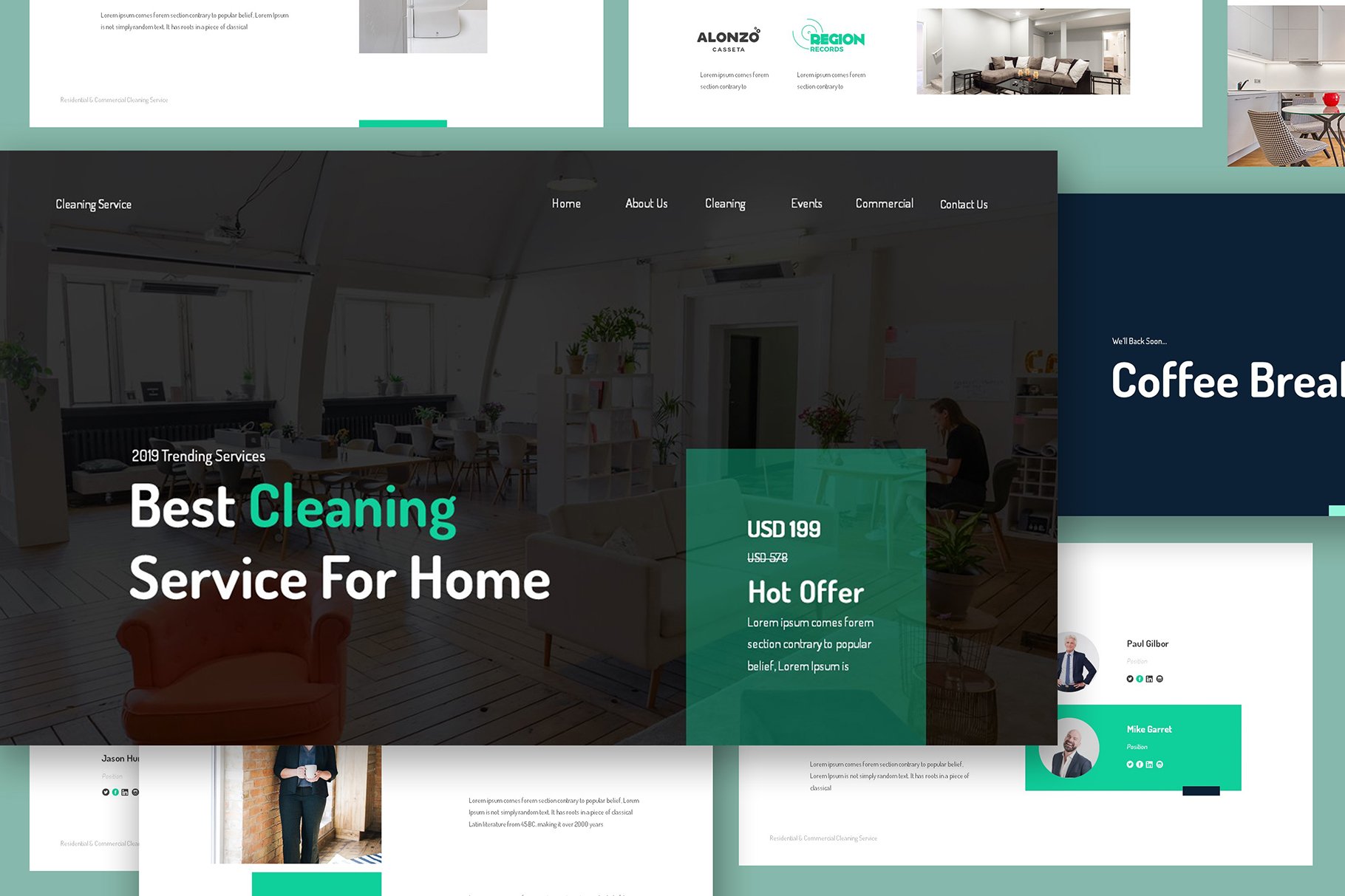 Cleaning Service Keynote Template preview image.