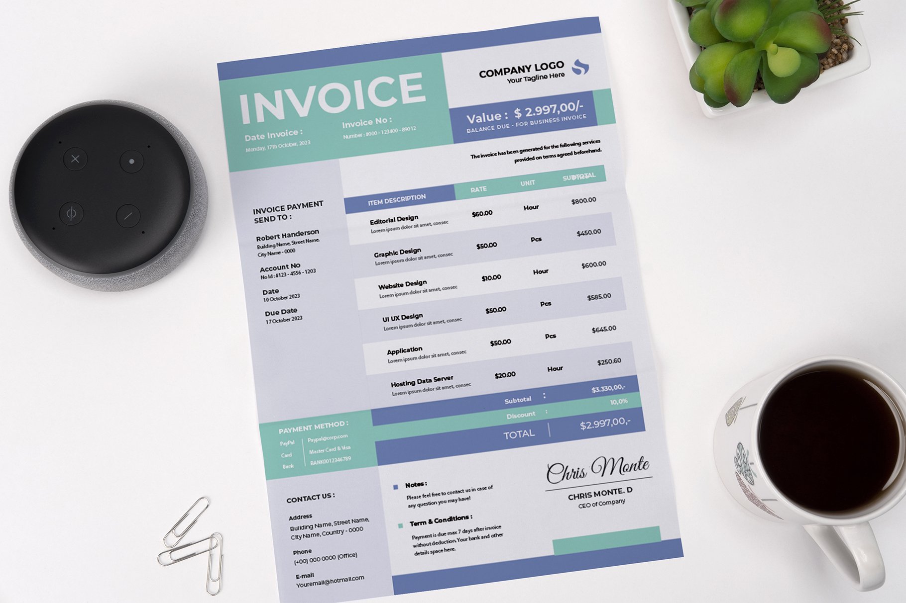 Clean Business Invoice preview image.
