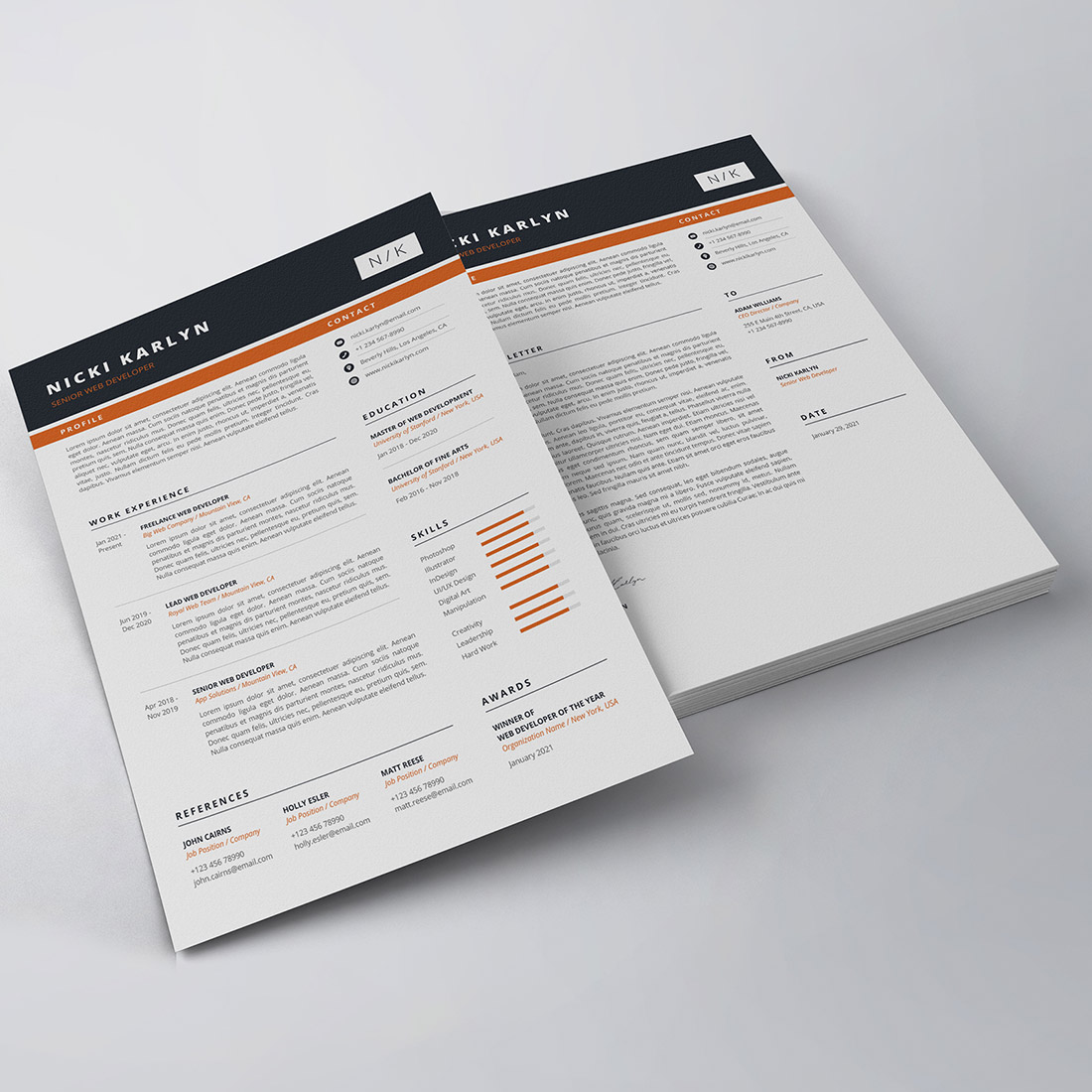 Modern Resume/CV Template preview image.