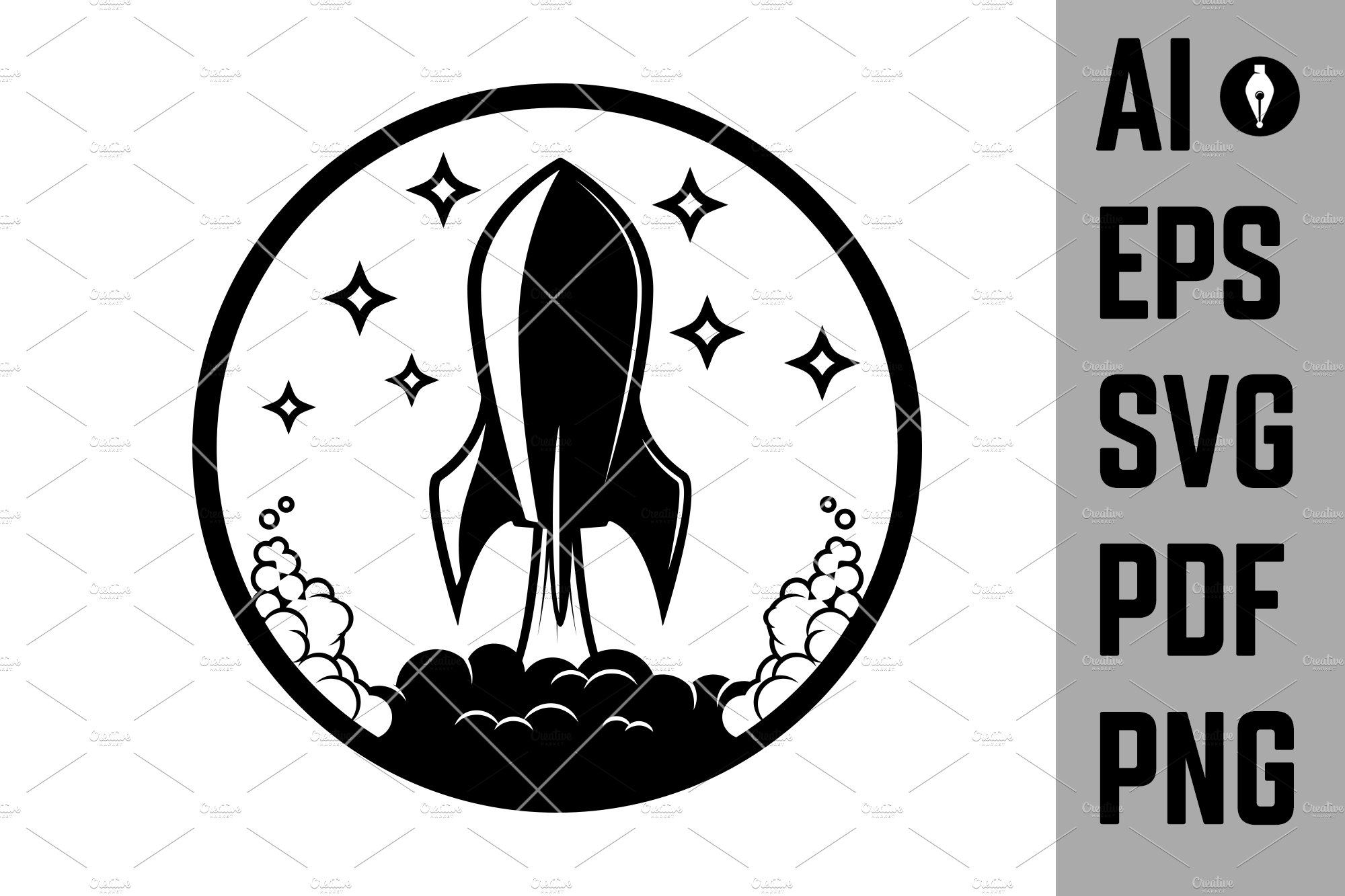 Set of the rocket launch icons. preview image.