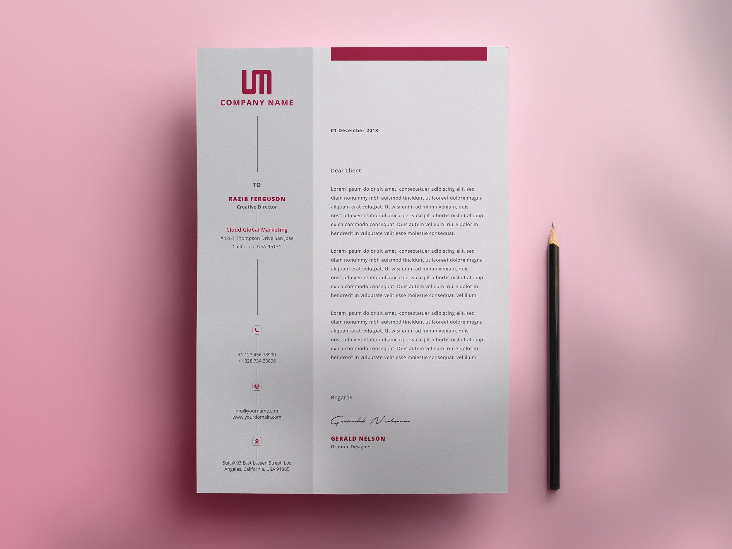 Clean Letterhead Word preview image.