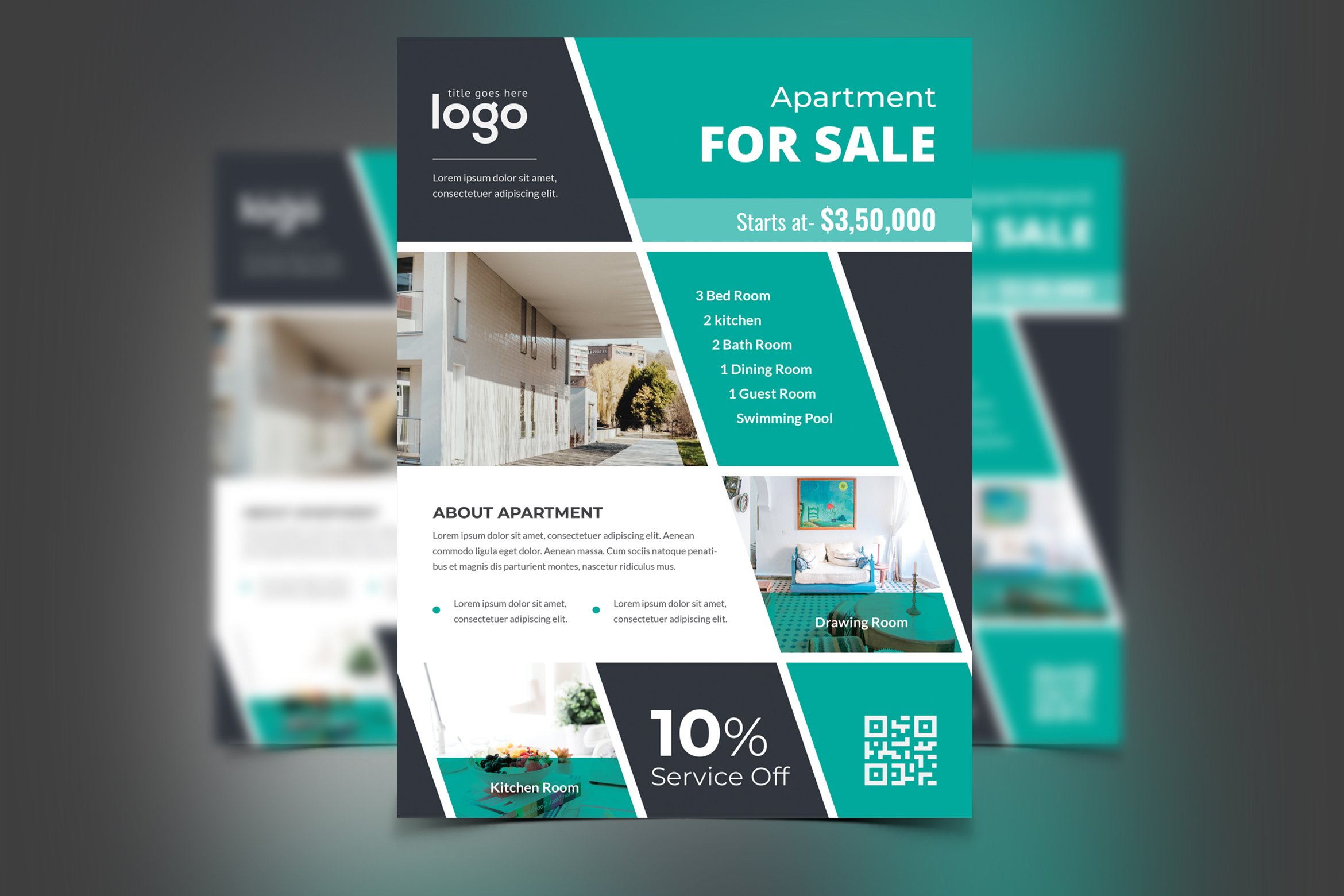 Apartment For Sale Flyer Design preview image.