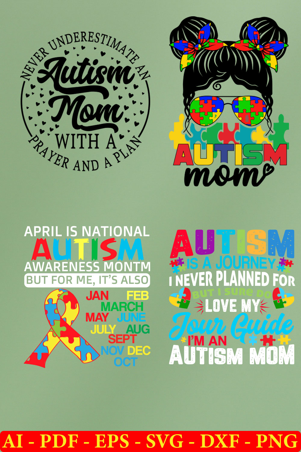 6 Autism Awareness Day T-shirt SVG Bundle Vol-02 pinterest preview image.