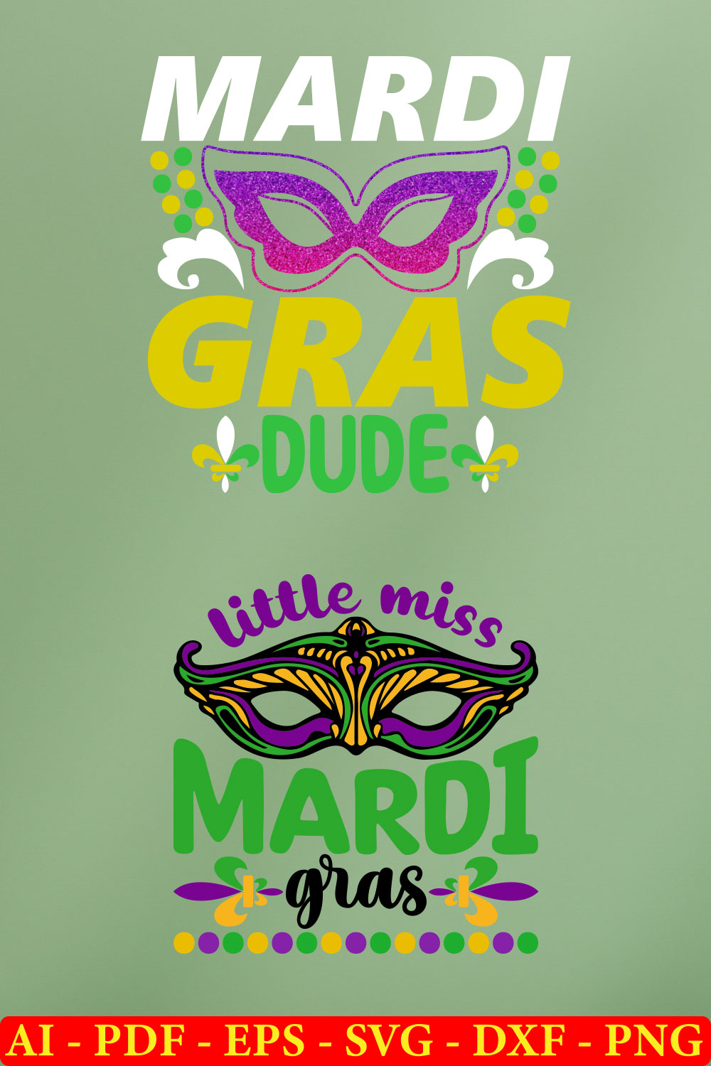 6 Mardi Gras T-shirt SVG Bundle Vol-02 pinterest preview image.