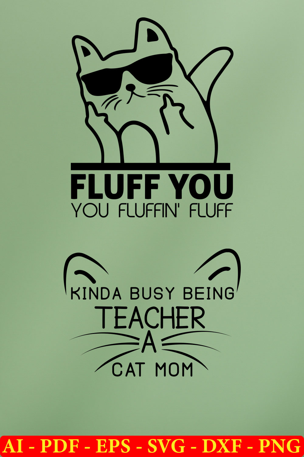 6 Cat Mom T-shirt SVG Bundle Vol-02 pinterest preview image.