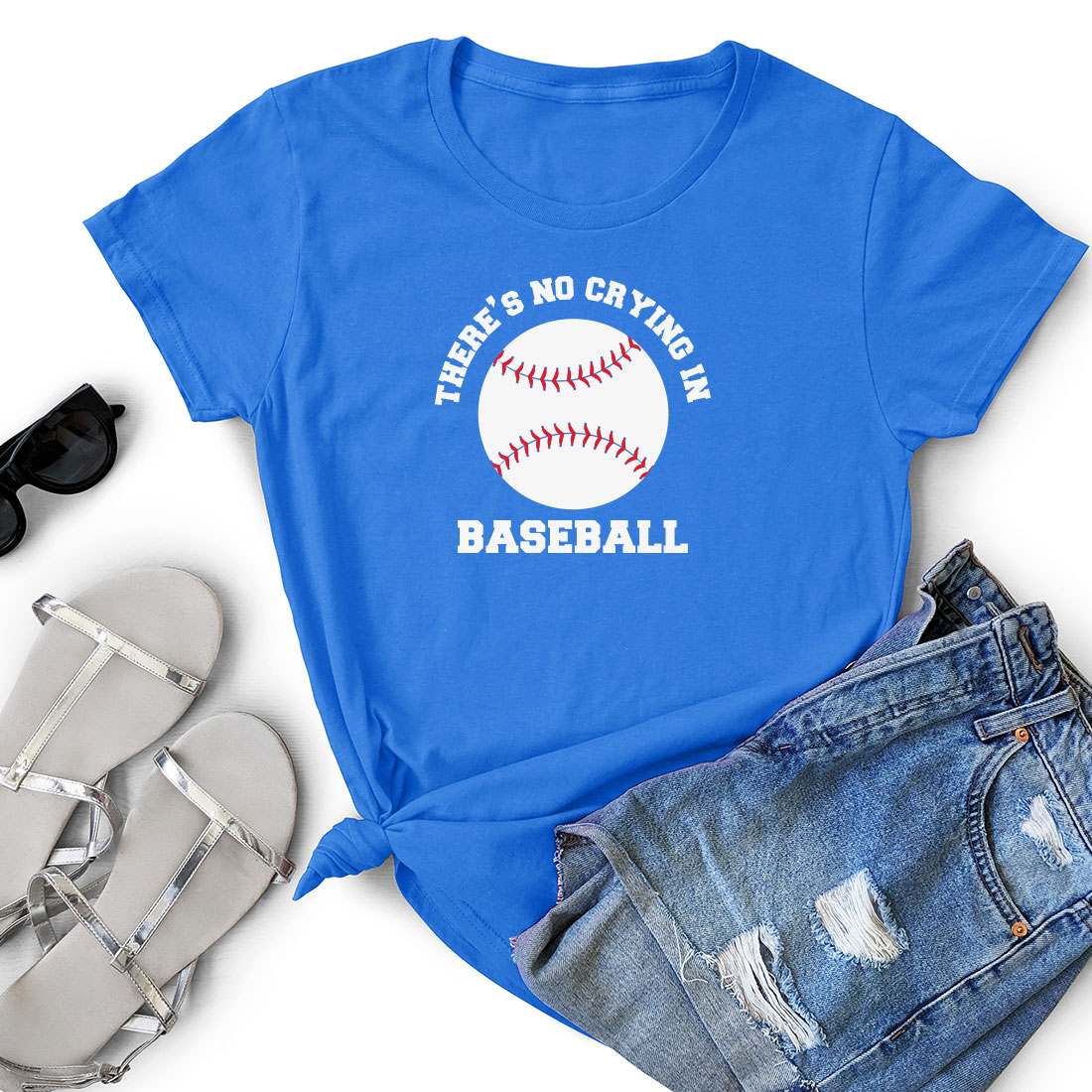 T - shirt that says there's no crying in baseball.