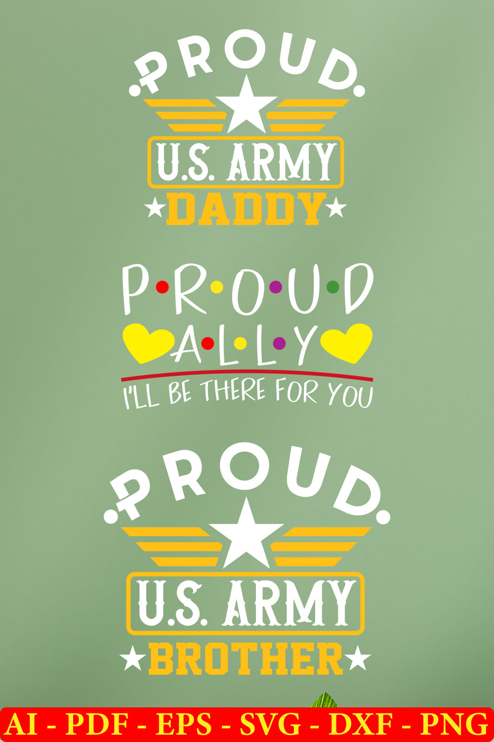 6 Proud Us Armi T-shirt SVG Bundle Vol-01 pinterest preview image.