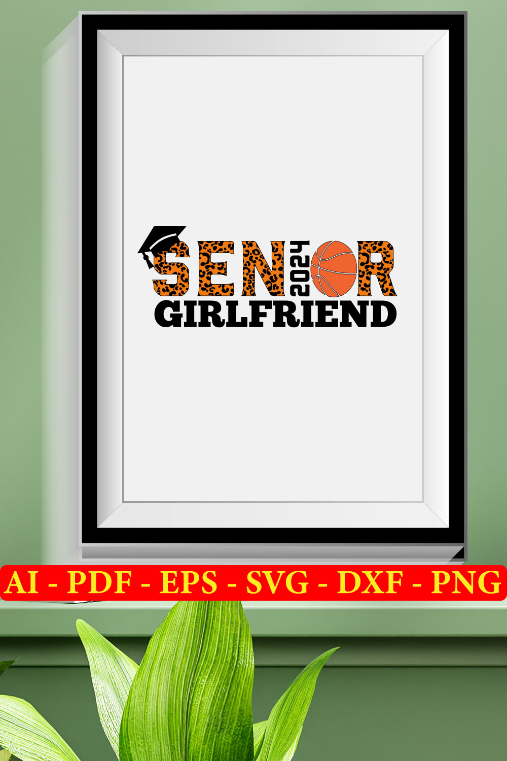 Basketball Senior 2024 SVG Bundle pinterest preview image.