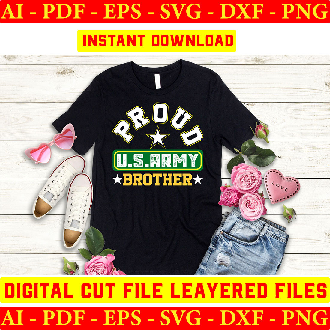 T - shirt that reads proud us army brother.