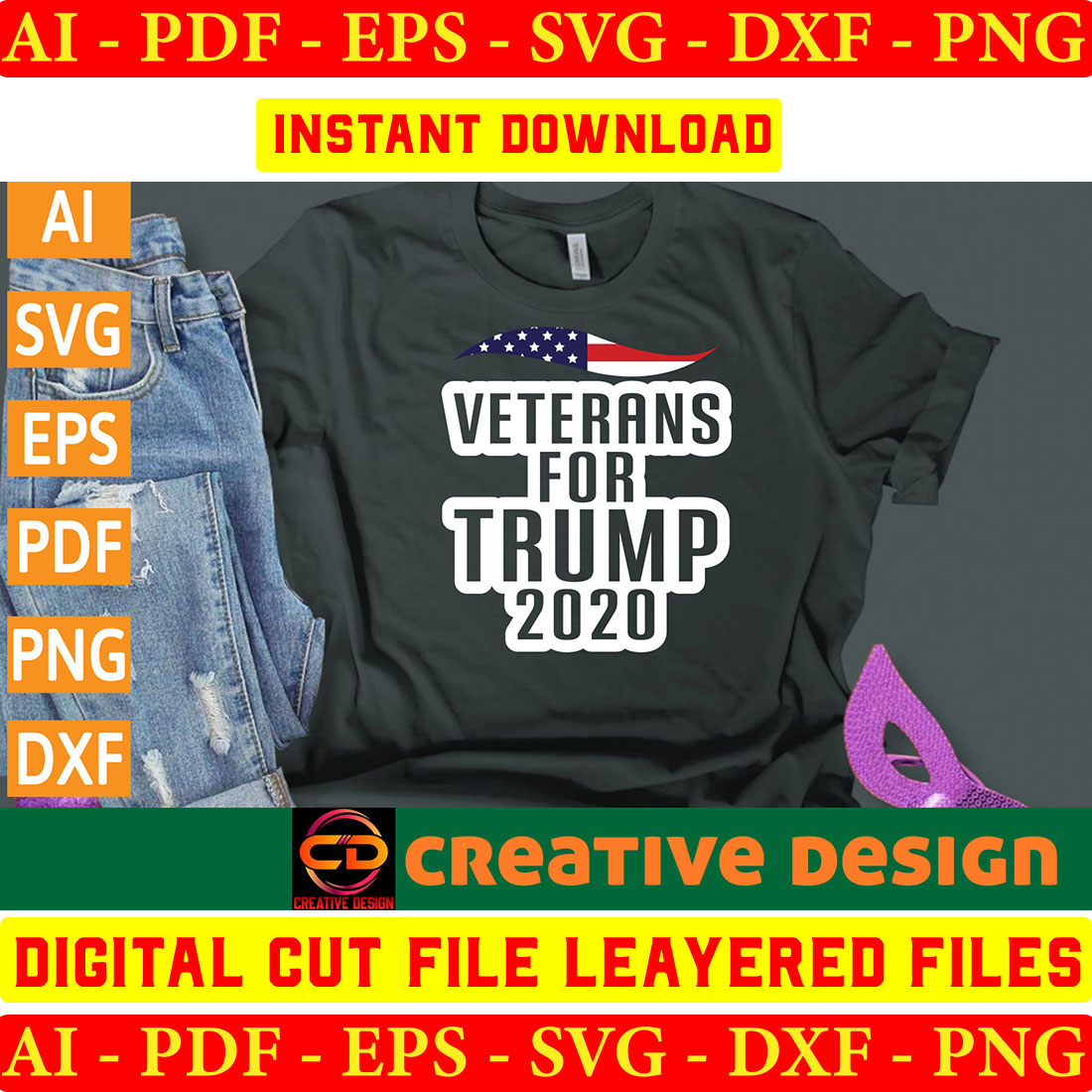 T - shirt with the words veterans for trump on it.