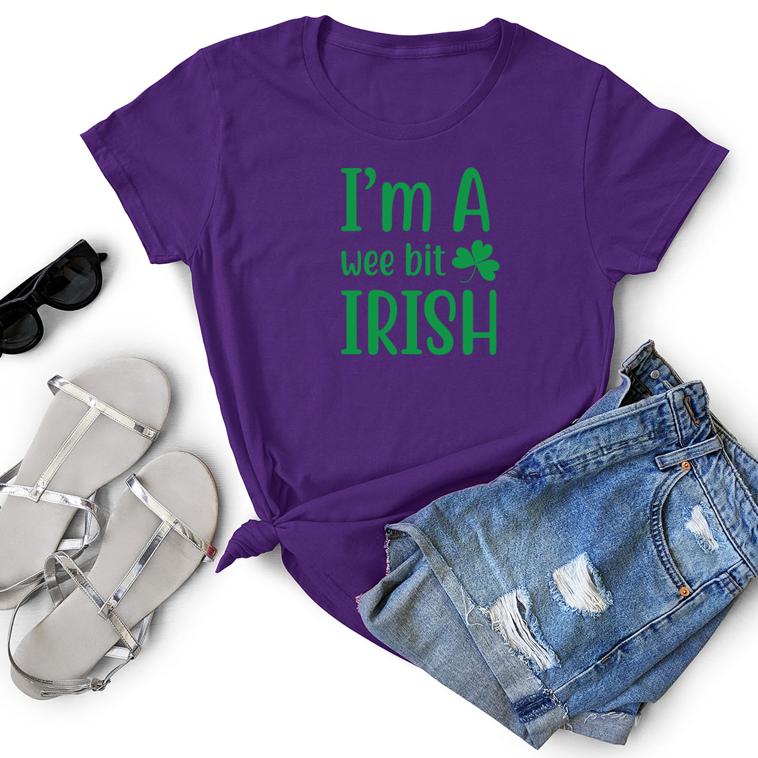 T - shirt that says i'm a weet bit irish next to.