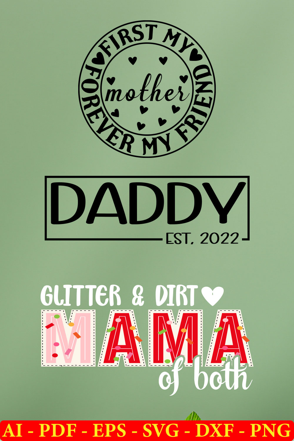 6 Mothers Day T-shirt SVG Bundle Vol-01 pinterest preview image.