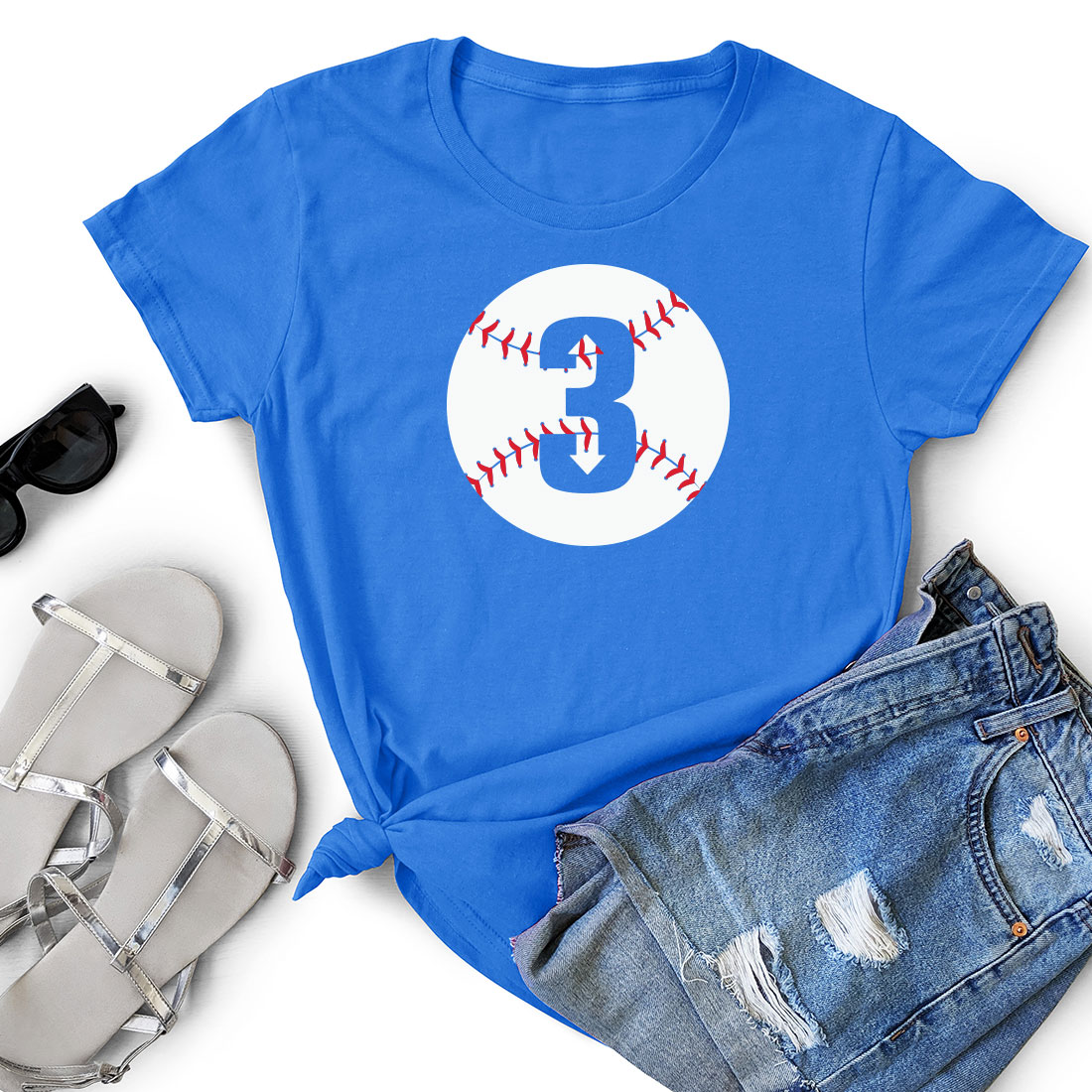 Women's t - shirt with the number three on it.