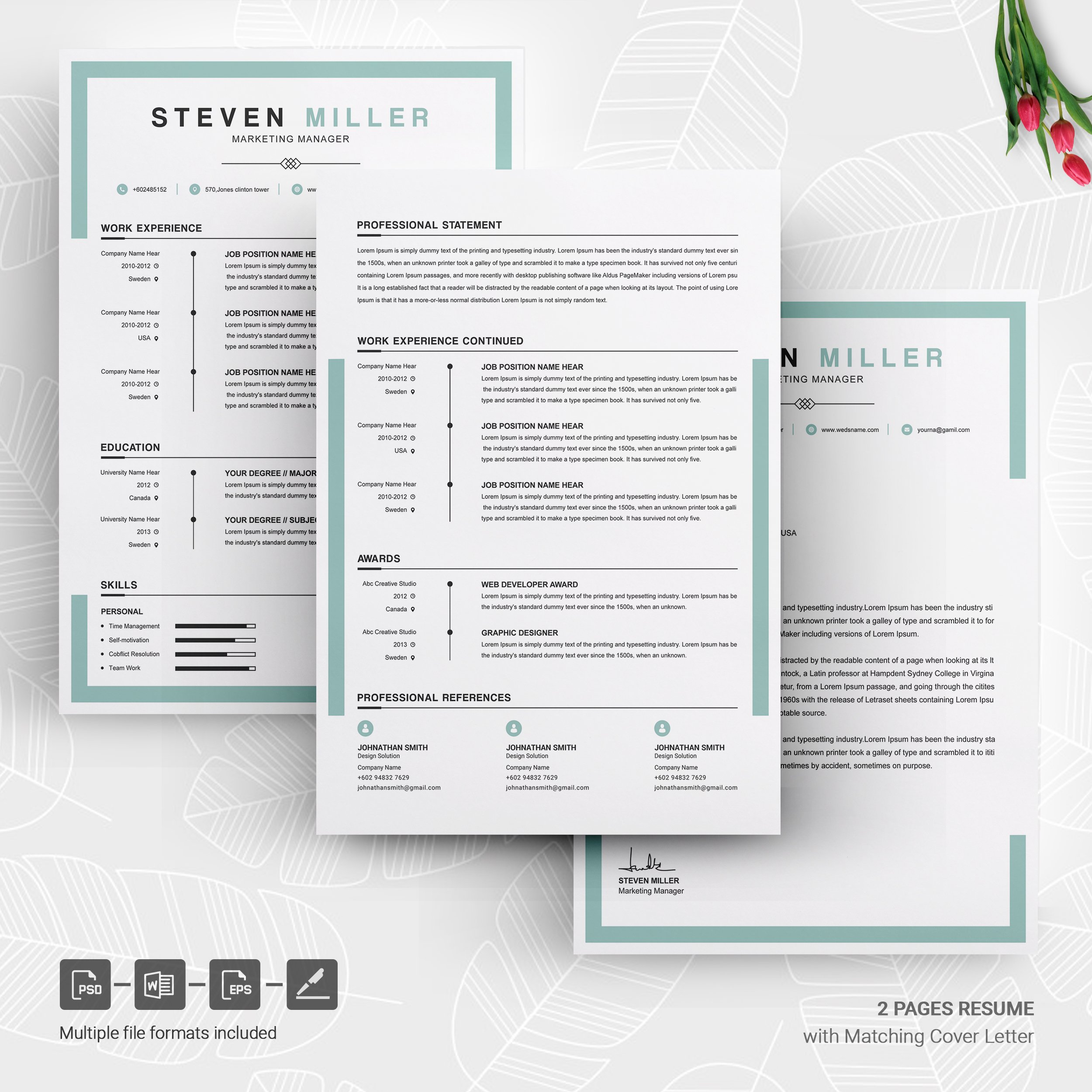 05 page free resume design template 327