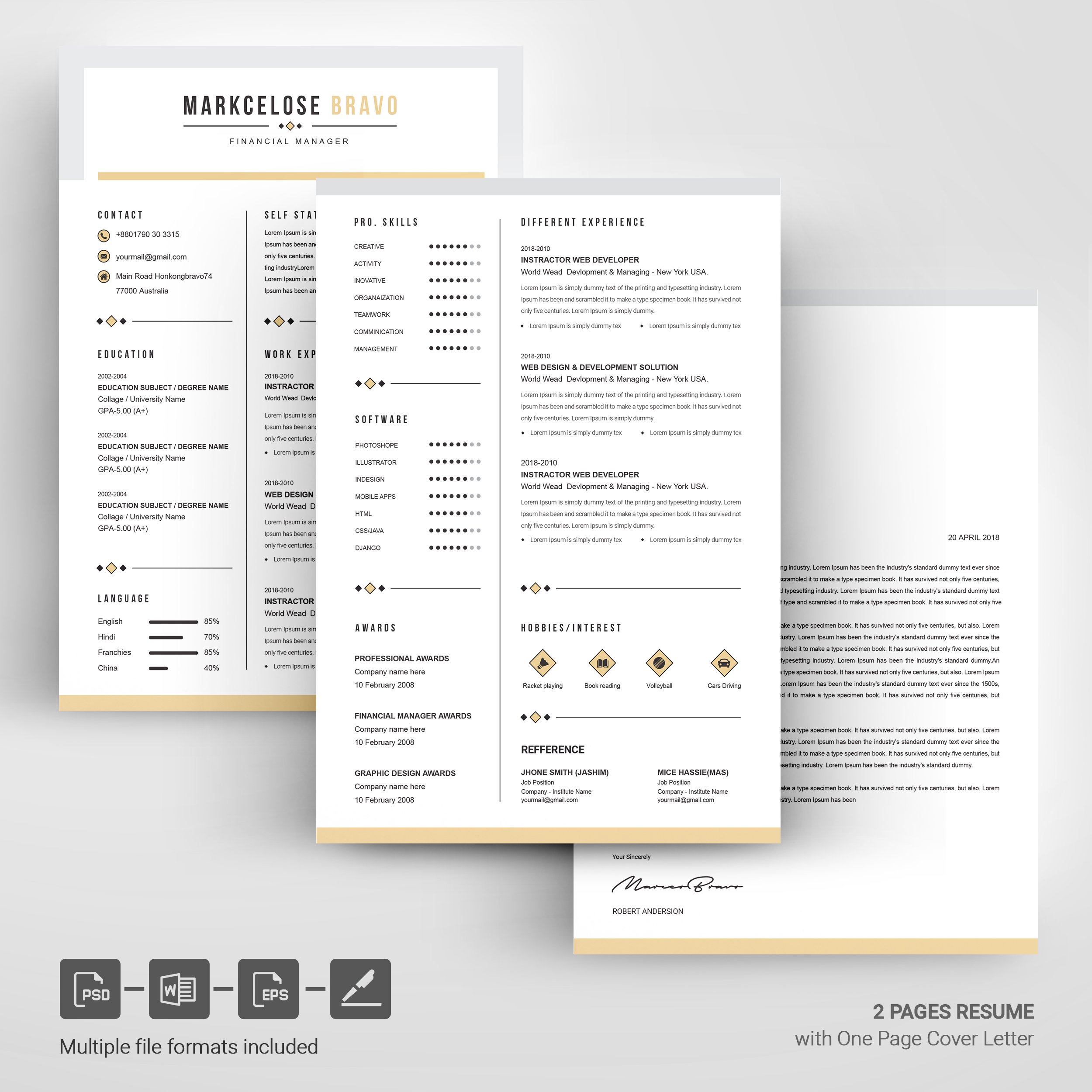 05 page free resume design template 346