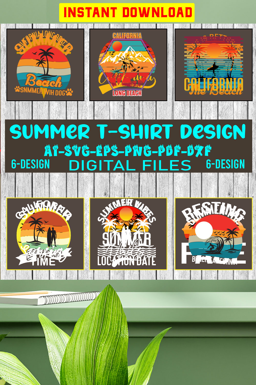 Summer T-shirt Design Vol-02 pinterest preview image.
