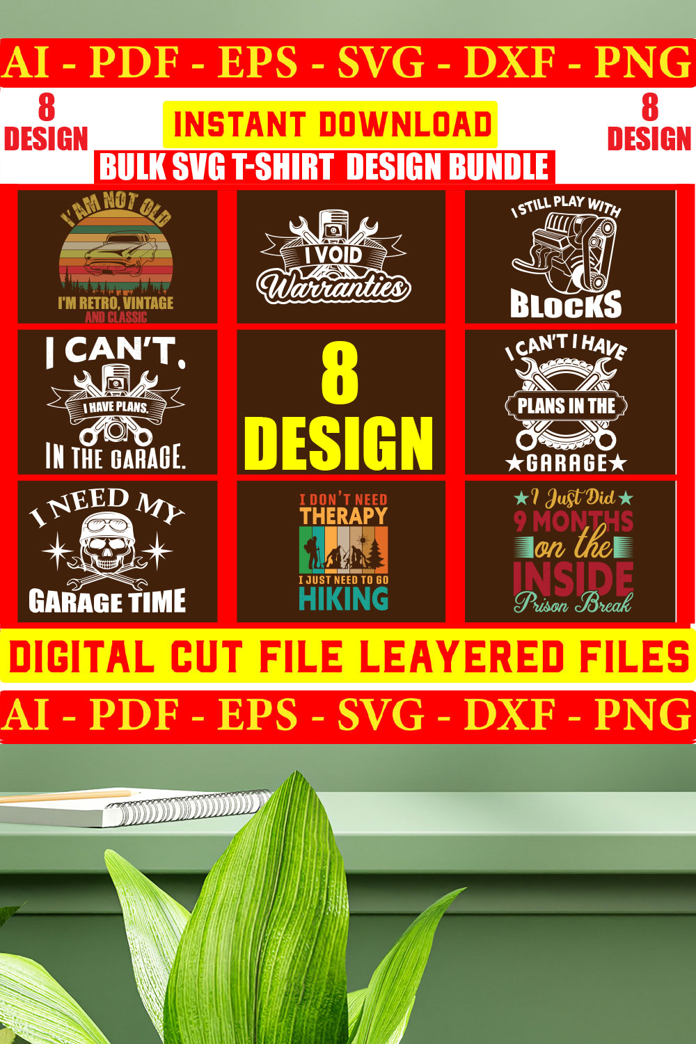 Bulk SVG T-shirt Design Bundle Vol- 03 pinterest preview image.