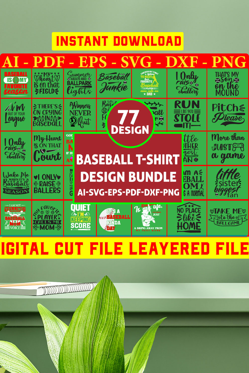 Baseball Tshirt Design Bundle Vol-03 pinterest preview image.