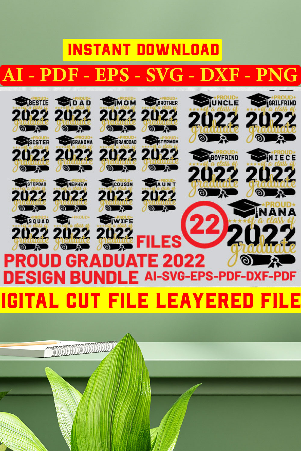 Proud Graduate 2022 Family SVG Bundle pinterest preview image.