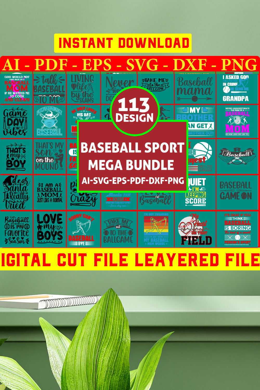 Baseball Sport Mega Bundle Vol-02 pinterest preview image.