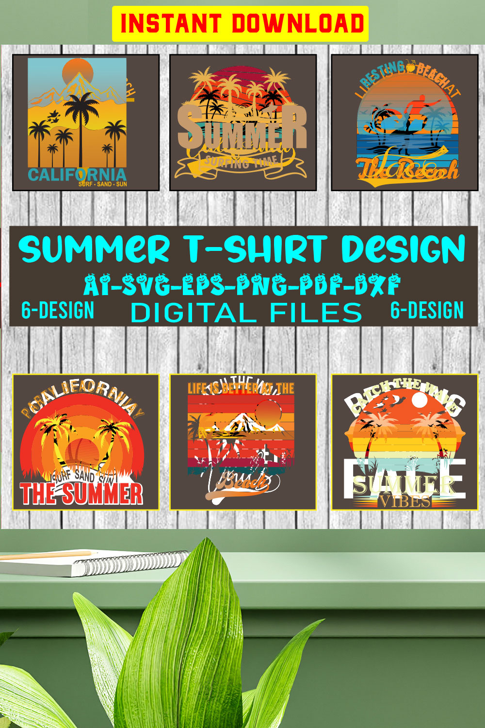 Summer T-shirt Design Vol-03 pinterest preview image.