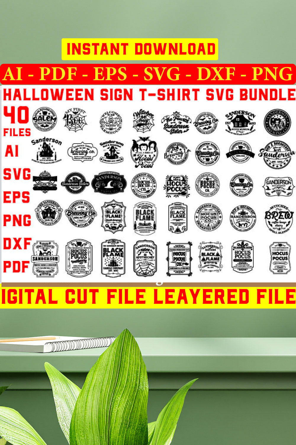 Halloween Sign SVG T-shirt Design pinterest preview image.