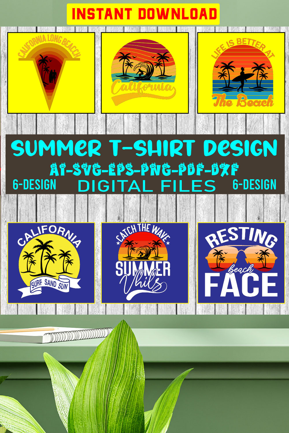 Summer T-shirt Design Vol-05 pinterest preview image.