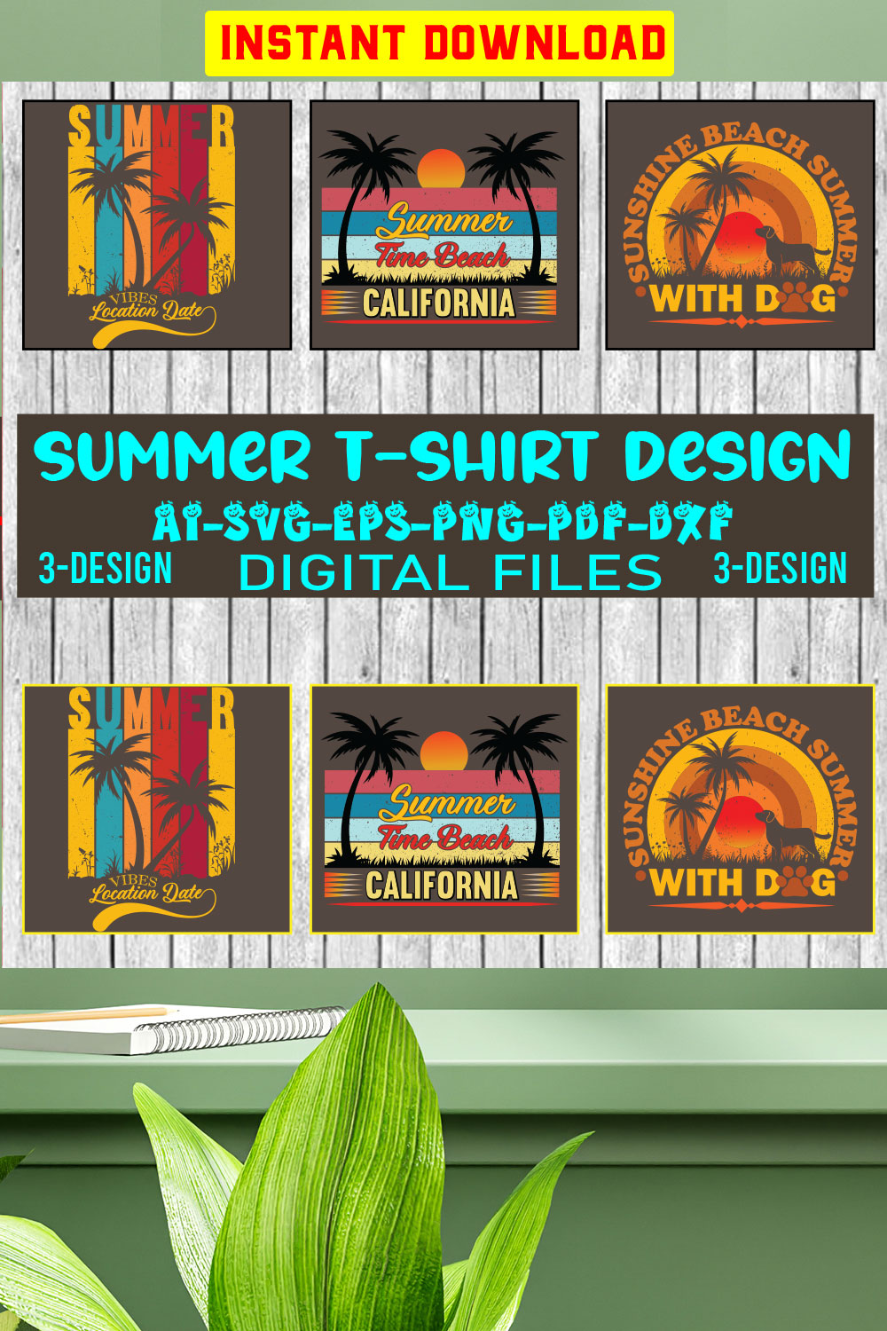 Summer T-shirt Design Vol-04 pinterest preview image.