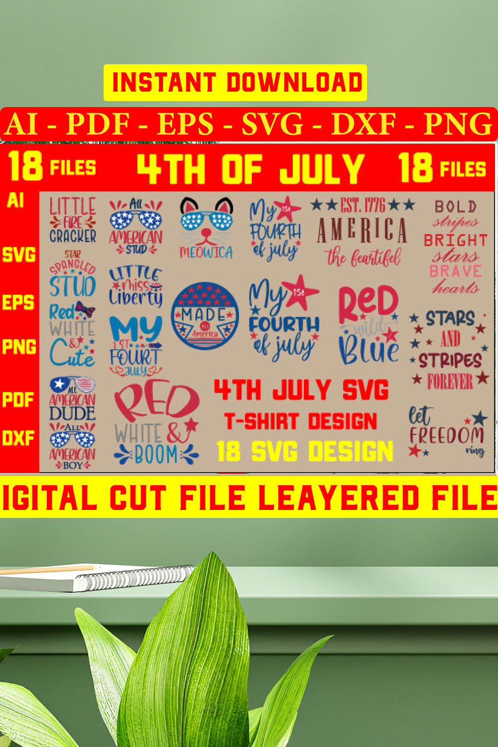 4th of july svg bundle, Fourth Of July Svg, 4th Of July Svg, America Svg, Independence Day Svg, happy fourth of july svg, merica svg Vol-19 pinterest preview image.