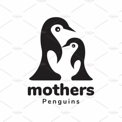 mother and baby penguin logo design cover image.
