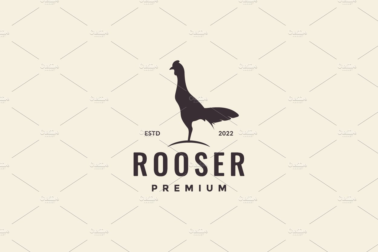 upright rooster logo design symbol cover image.