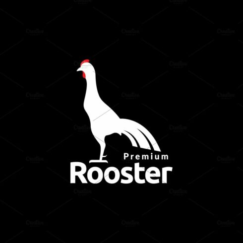 modern white rooster logo design cover image.