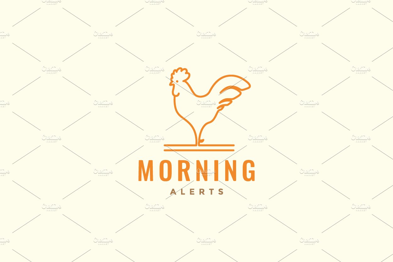 morning crowing rooster logo design cover image.