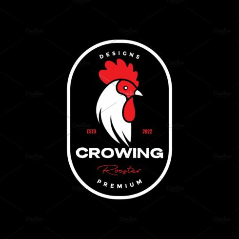 modern head rooster comb badge logo cover image.