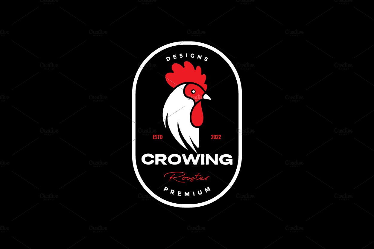 modern head rooster comb badge logo cover image.