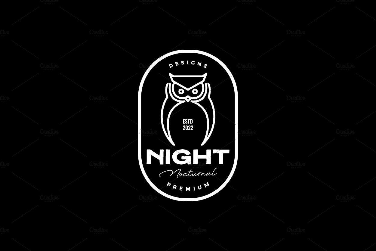 badge line minimal owl logo design cover image.