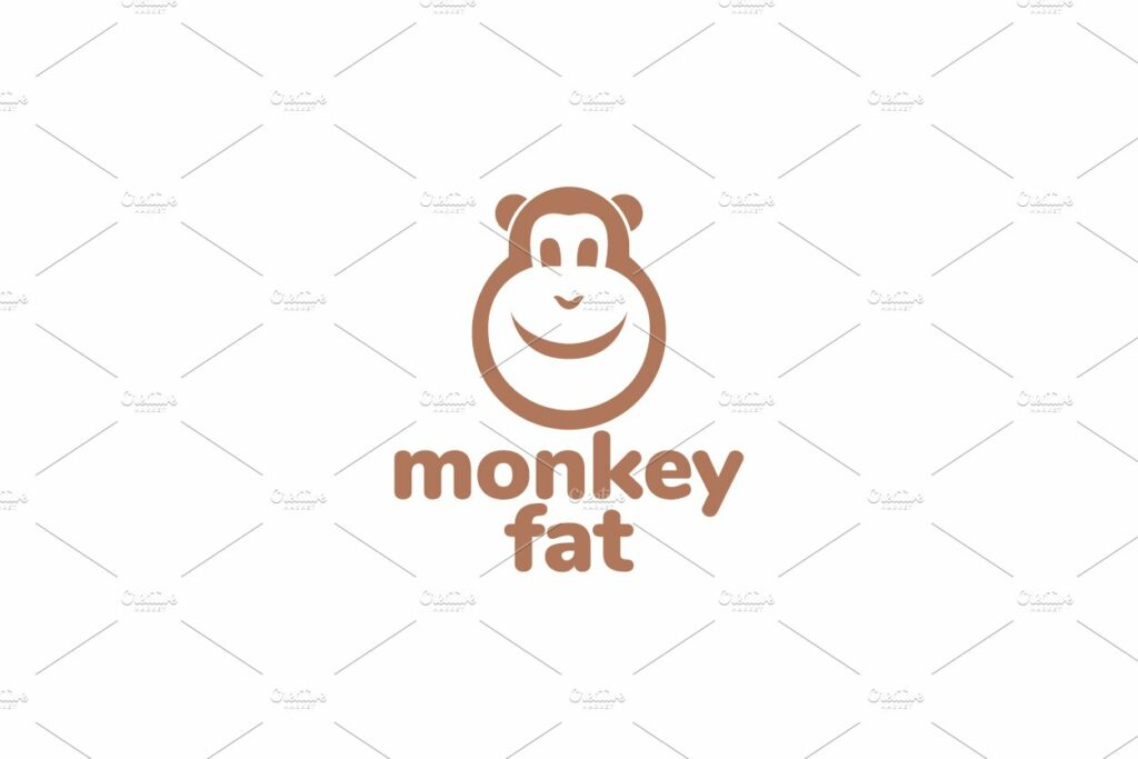 cartoon fat face monkey logo design – MasterBundles