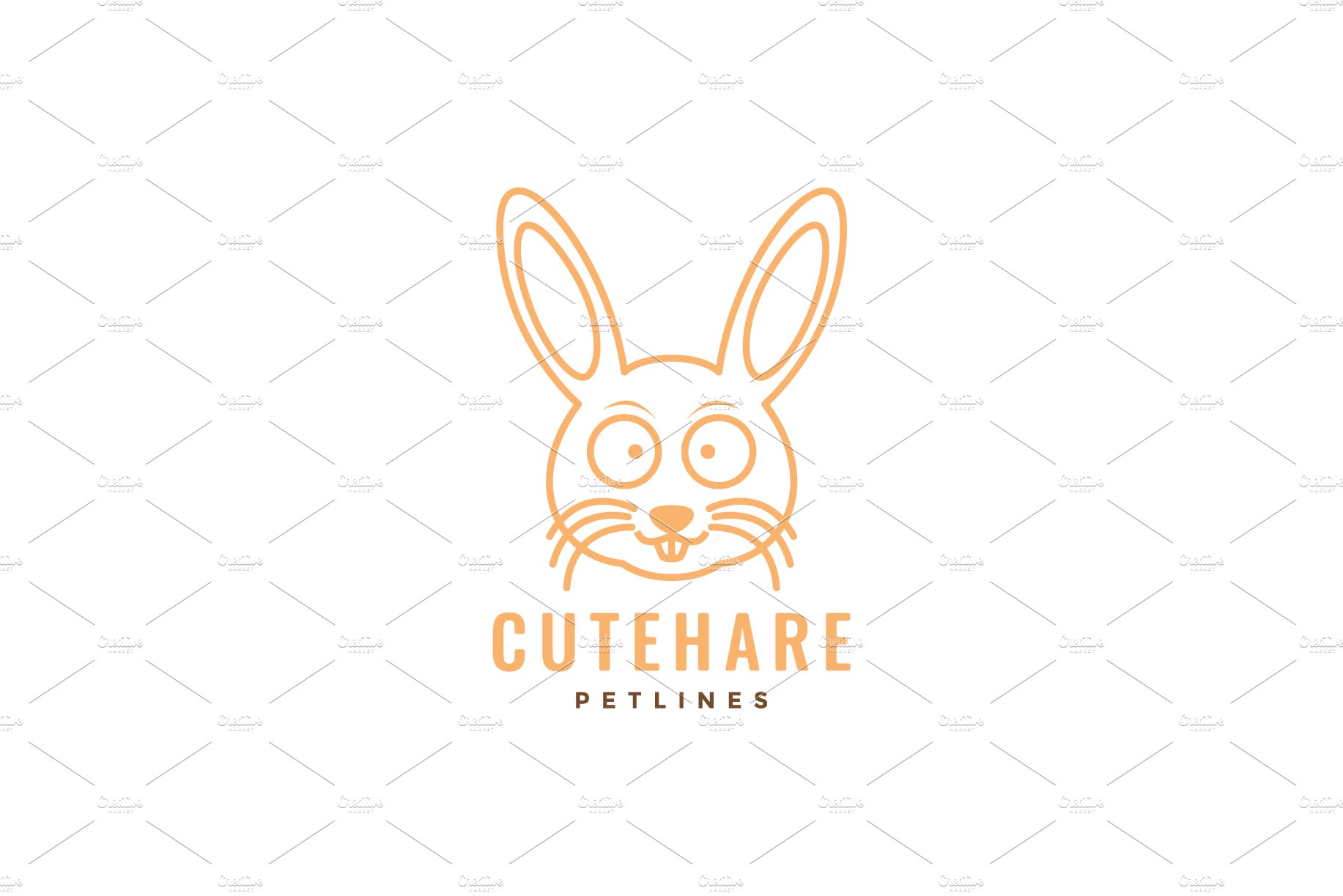 head rabbit cute cartoon line logo cover image.