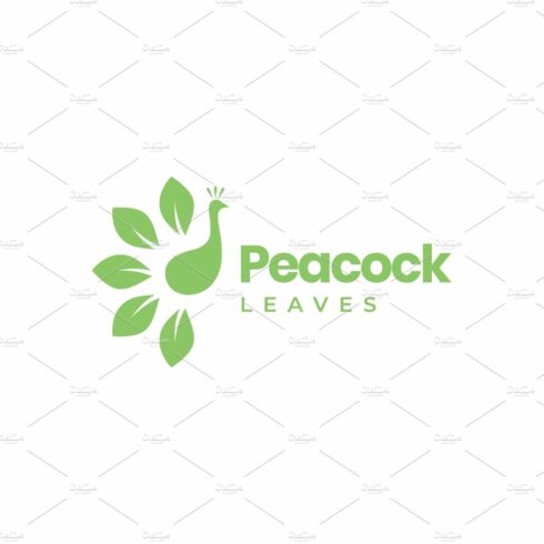 peacock with leaves tail modern logo cover image.