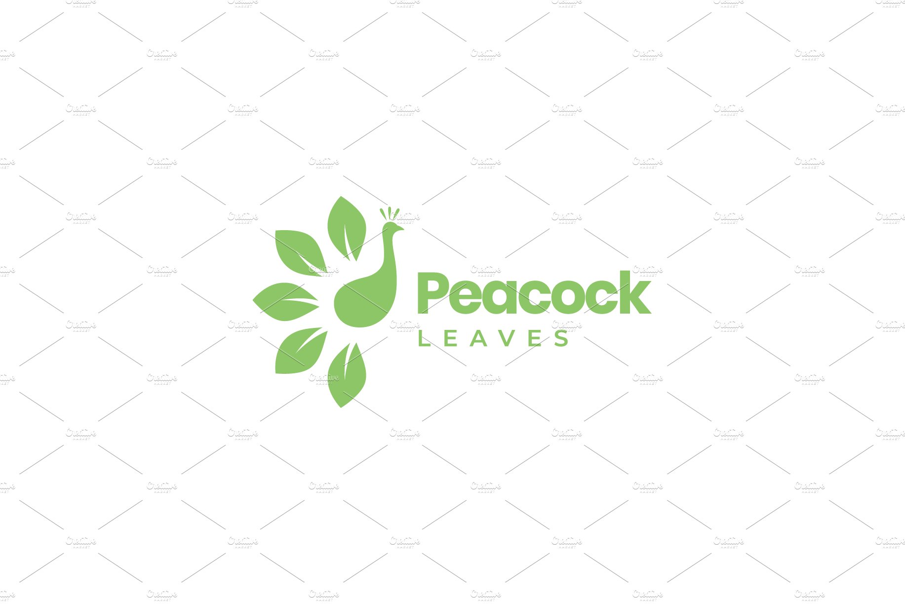 peacock with leaves tail modern logo cover image.