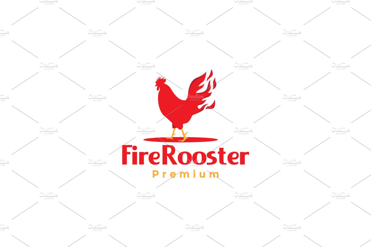 abstract rooster with fire tail logo cover image.