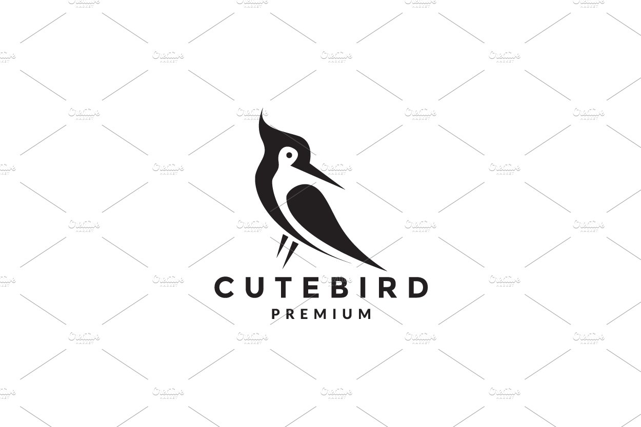 modern black woodpecker bird logo cover image.