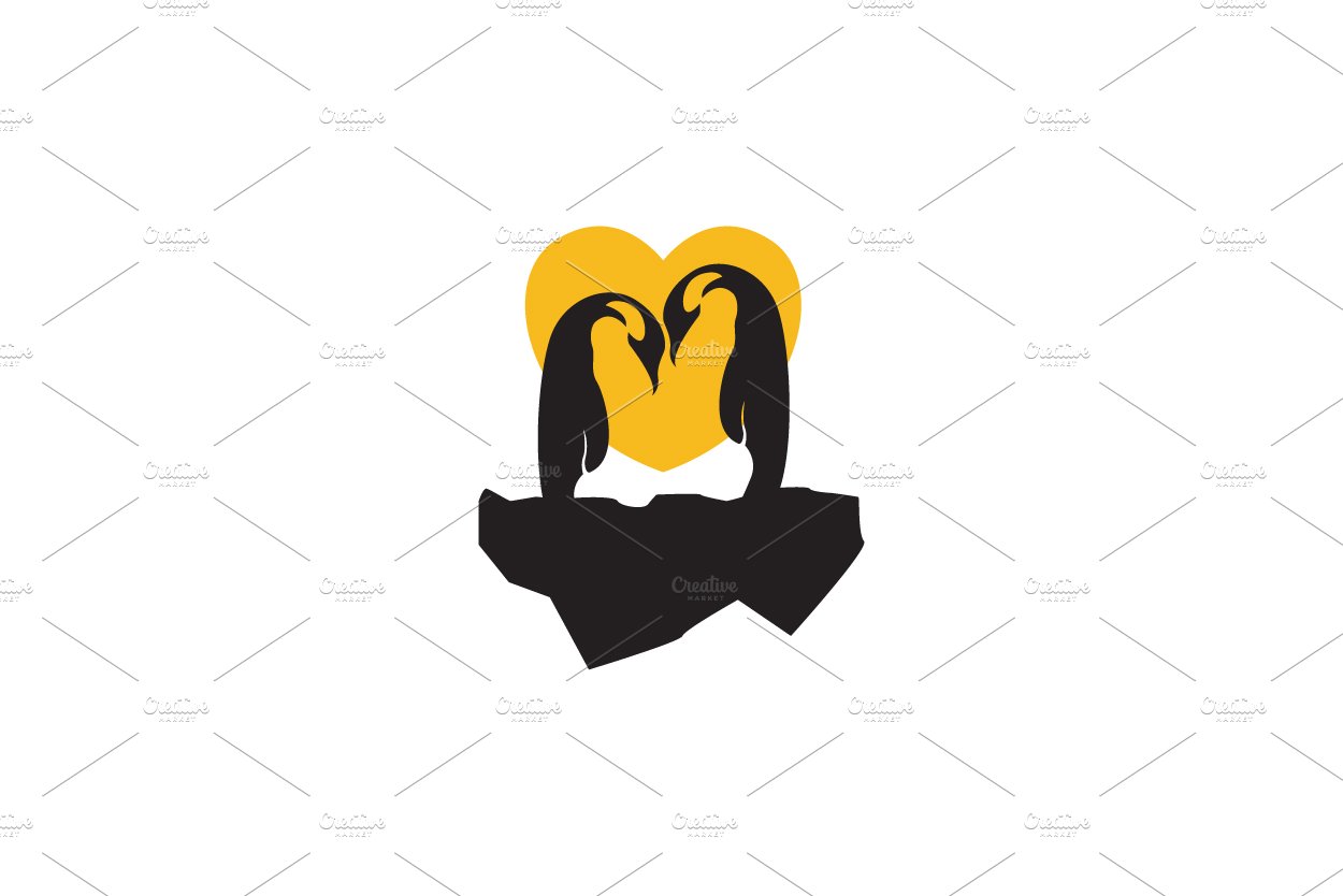 sunset love with penguin logo symbol cover image.