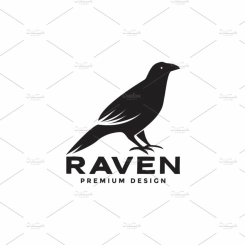 black masculine bird raven logo cover image.