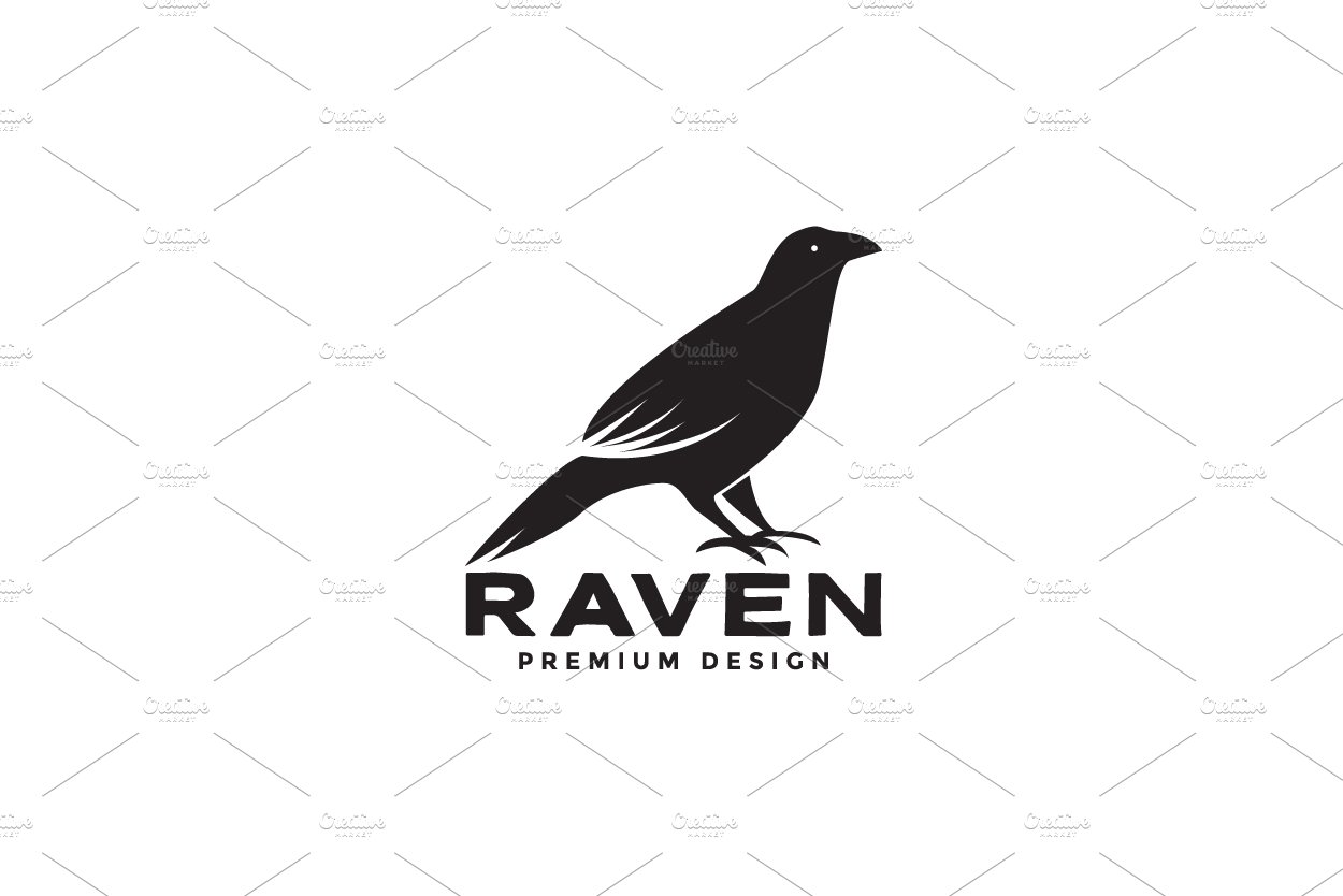 black masculine bird raven logo cover image.
